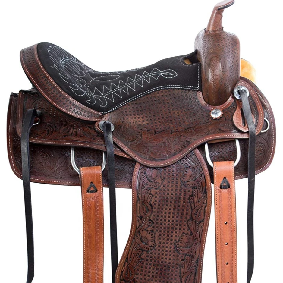 Manaal Enterprises Classic Quality Handmade Premium Leather Comfort Western Barrel Racing Trail Equestrian Horse Saddle Tack Set