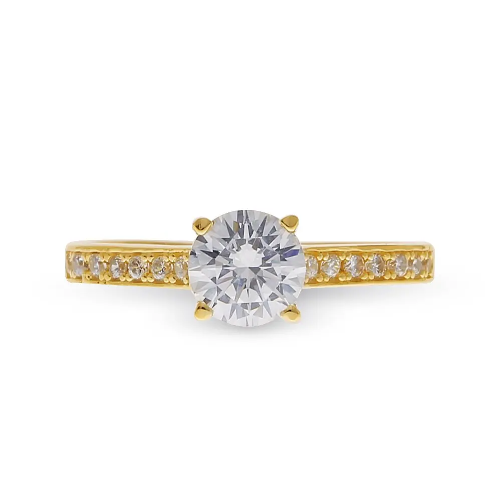 Ring 14K Yellow Gold 6.5mm 5.5mm Center Stone 4 Prongs Classic Solid Gold 18k Gold Ring Women Engagement Rings For Women