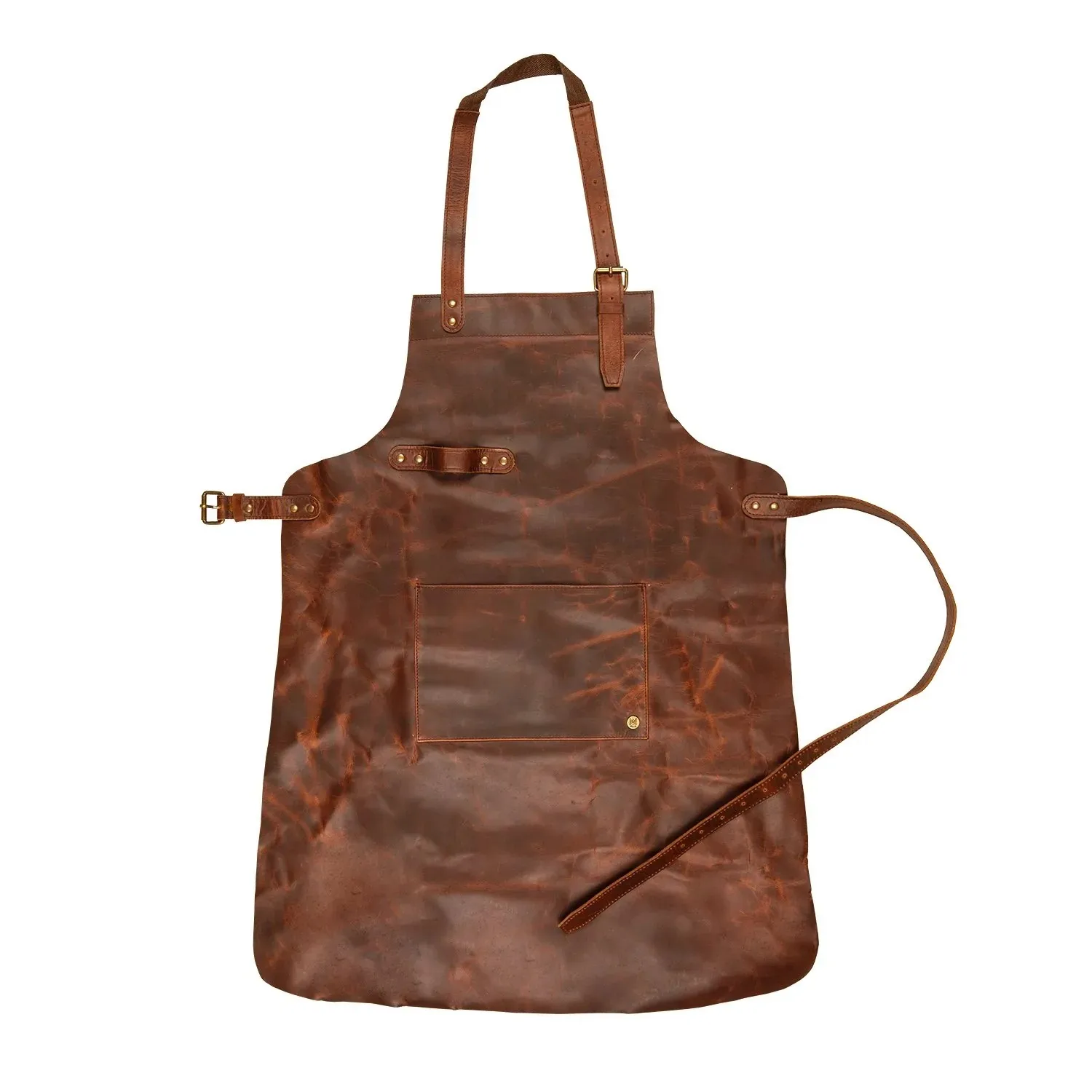 High Quality Polished Leather Aprons For Men And Women Easy Adjustable Straps With Large Pocket For Equipment And Towel Holder
