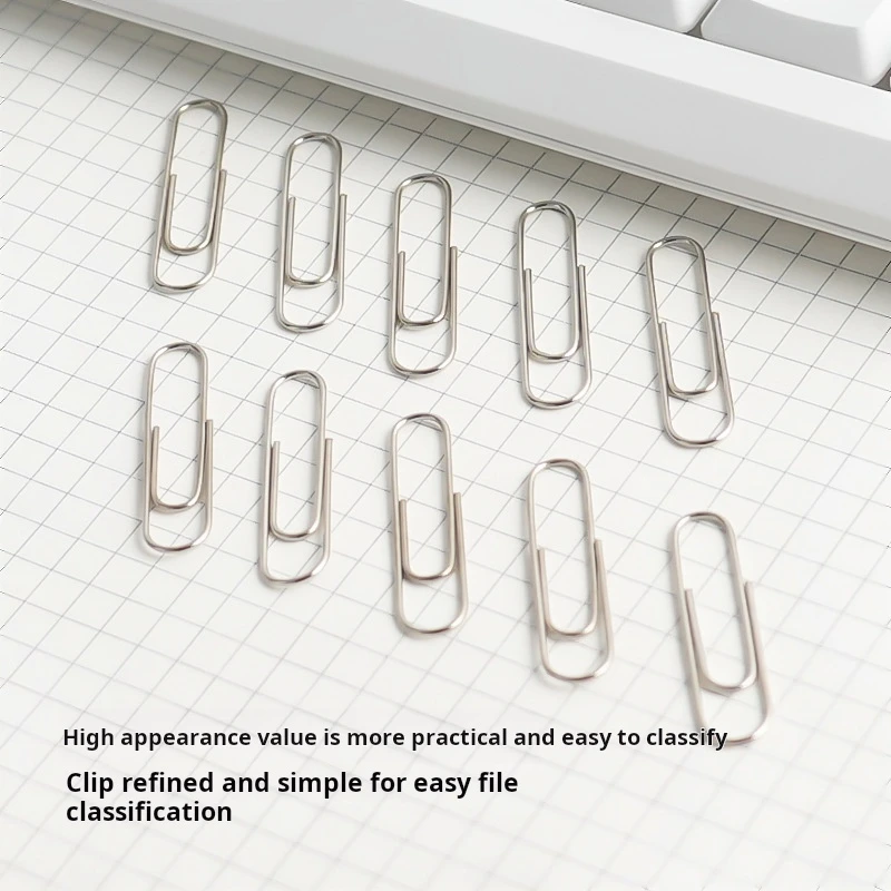 Wholesale 33MM Clips Box Document Clips Bookmarks Metal Paper Clips Nickel-Plated Stationery Custom School Stationery Paperclip