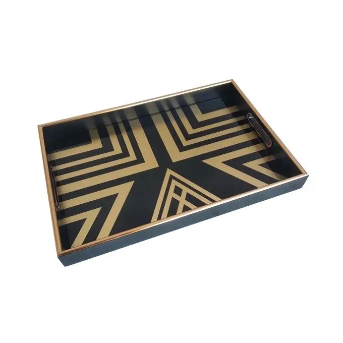 Factory Wholesale Price MDF Board Food Serving Tray Enamel Sticker Print Breakfast Tray Tableware Tabletop Tray Dishes Plates