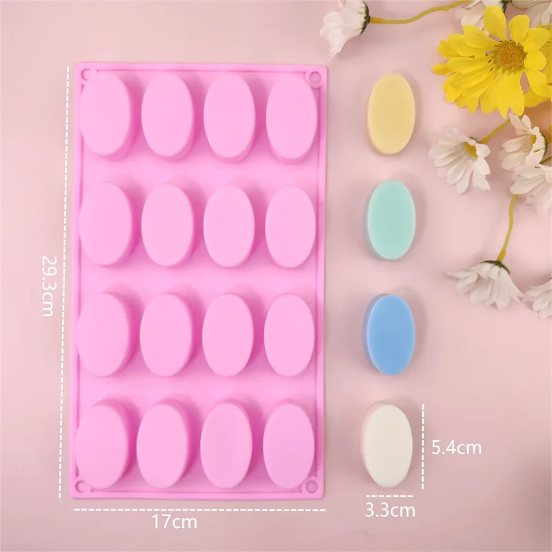 CT22 BPA Free Silicone Soap Molds, Round Rectangle Oval Soap Molds for Handmade Soap Candy Chocolate Cake with Sealed Bags, Pink