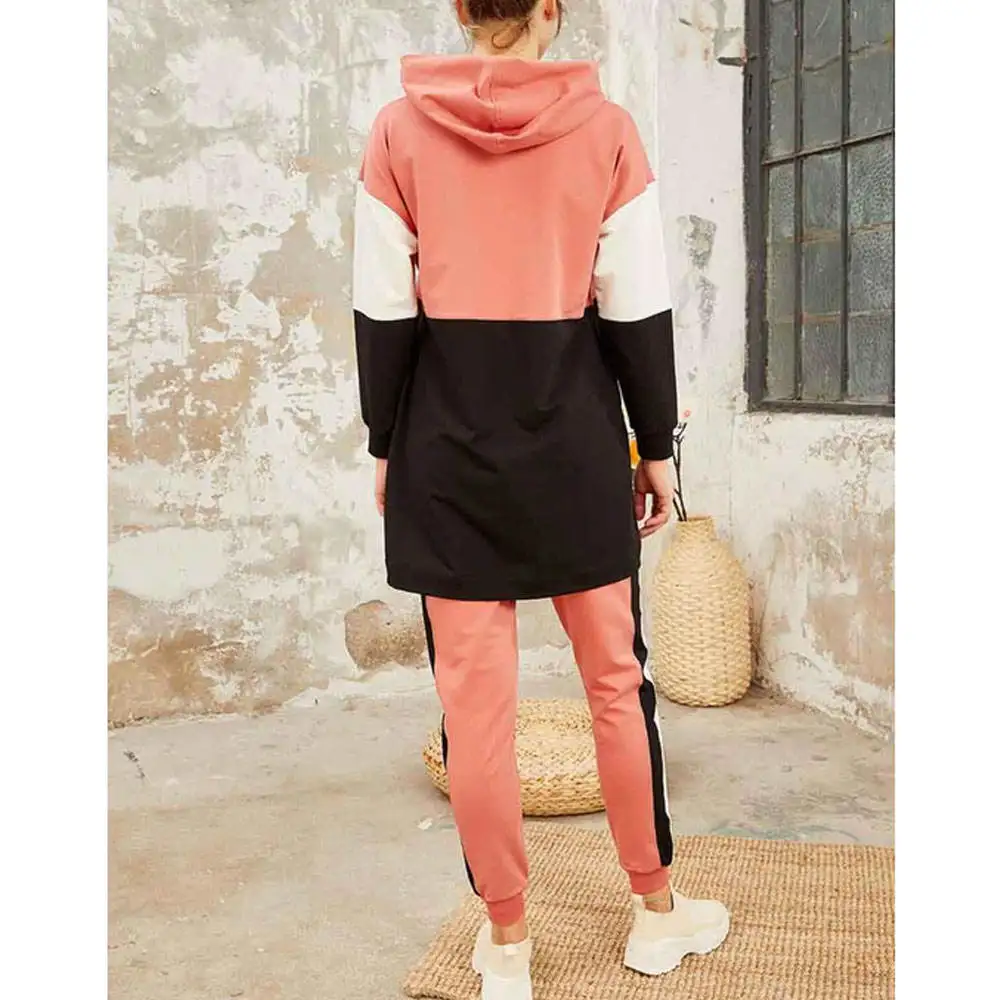 Hotsale Two Piece Pants Set New Fashion Sport Style Women Female Islamic Muslim Tracksuit Plus Size Outfit Hoody Top With Pants