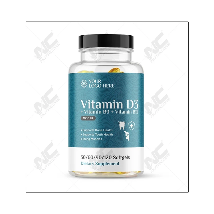 Factory Direct Selling Good Quality Dietary Healthcare Supplement Vitamin D3 + B9 + B12 Softgels at Wholesale Price