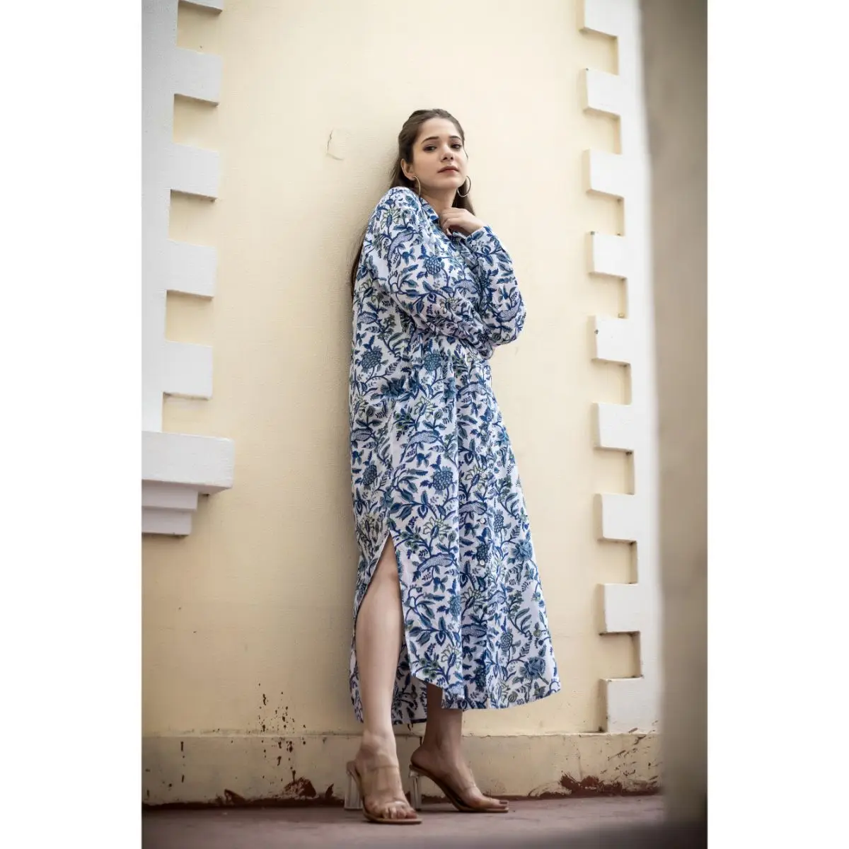 Wholesale Indian Cotton Floral Block Print Boho Hippie Style Dress Handmade Summer Cotton Dress Midi Gown Party Wear Dress