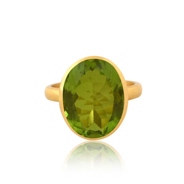 Bio Peridot Doublet Quartz Gemstone Bezel Set Ring Manufacturer 18k Gold plated Fashion Brass Ring Jewelry