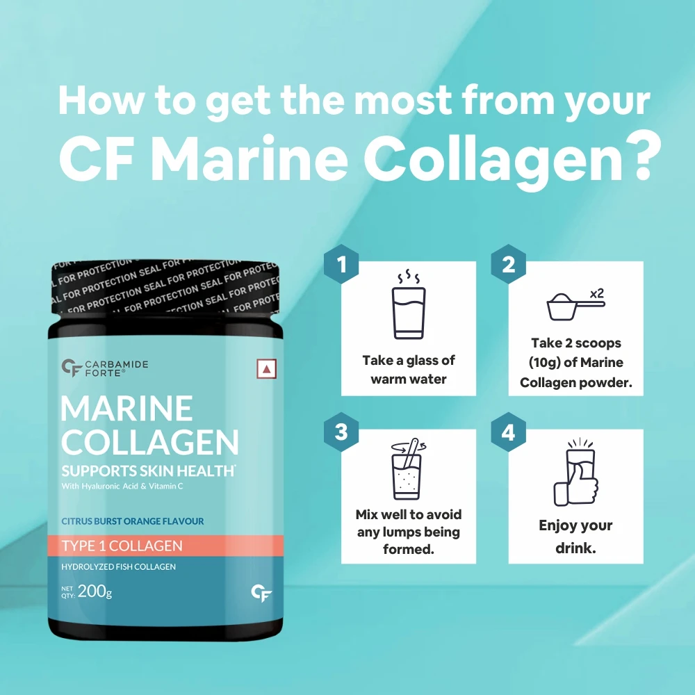 Hydrolyzed Marine Collagen Powder Type 1 Bone & Joint Support with Hyaluronic Acid & Vitamin C