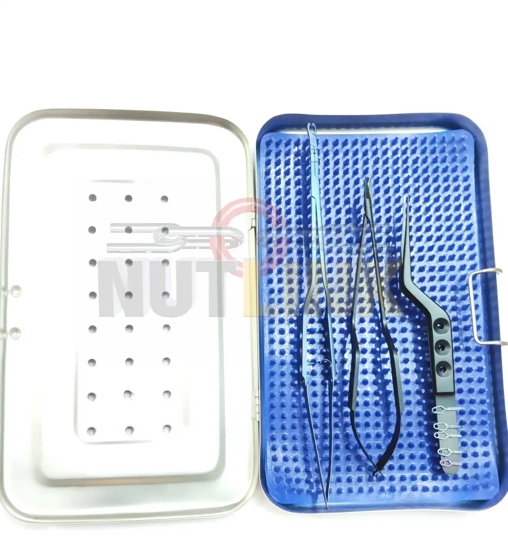 Micro Surgical Yasargil Double Bayonet Aneurysm clip Applier | Neurosurgery aneurysm 5 clip | Bayonet Type Curved Micro Scissor