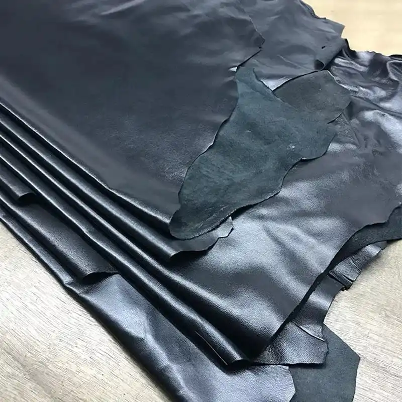 Black Washed Goat Real Grain Leather Quality A Grade Genuine Leather Soft Sheep Skin Leather