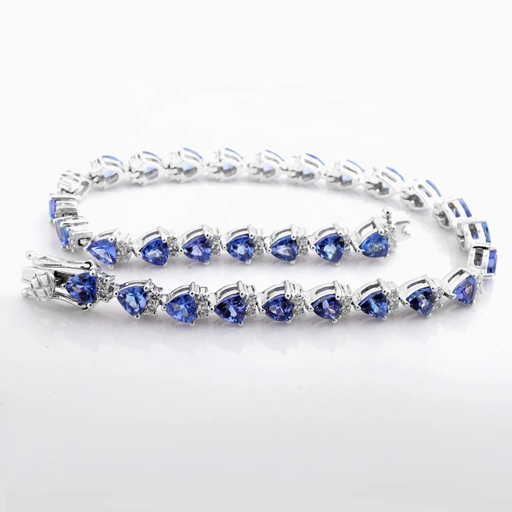 Bumper Sale Super Sale Fast Moving Factory Price Charming 925 Sterling Silver Genuine Tanzanite Bracelets for Party Ladies