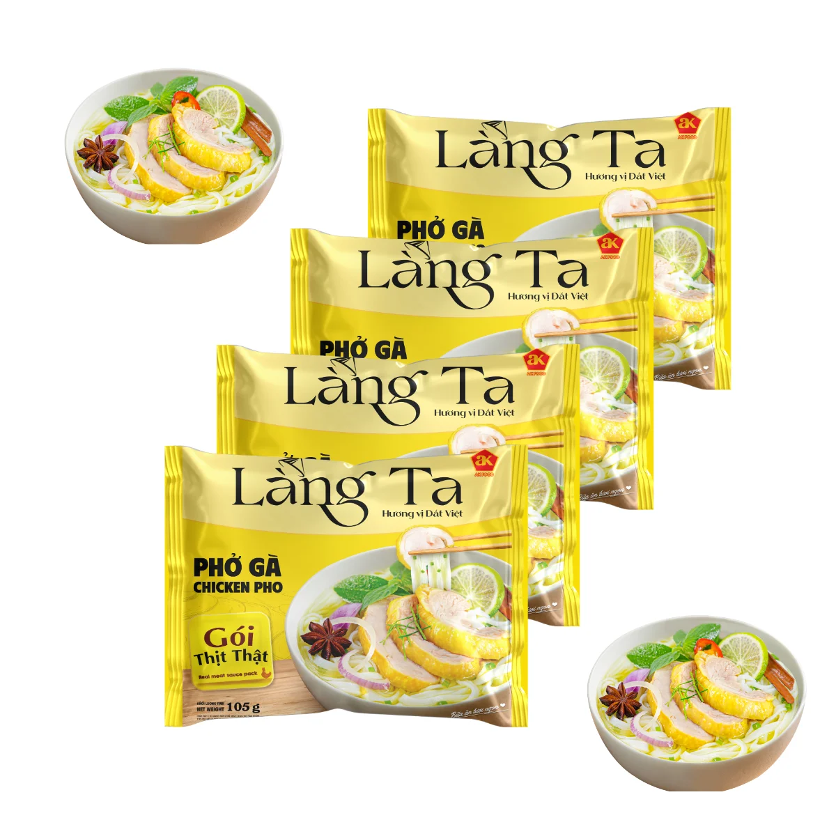 Instant Chicken Pho Asian Soup Meals Convenient Meal Real Chicken Sauce Rice Noodles ISO HACCP Certified Factory Direct Vietnam
