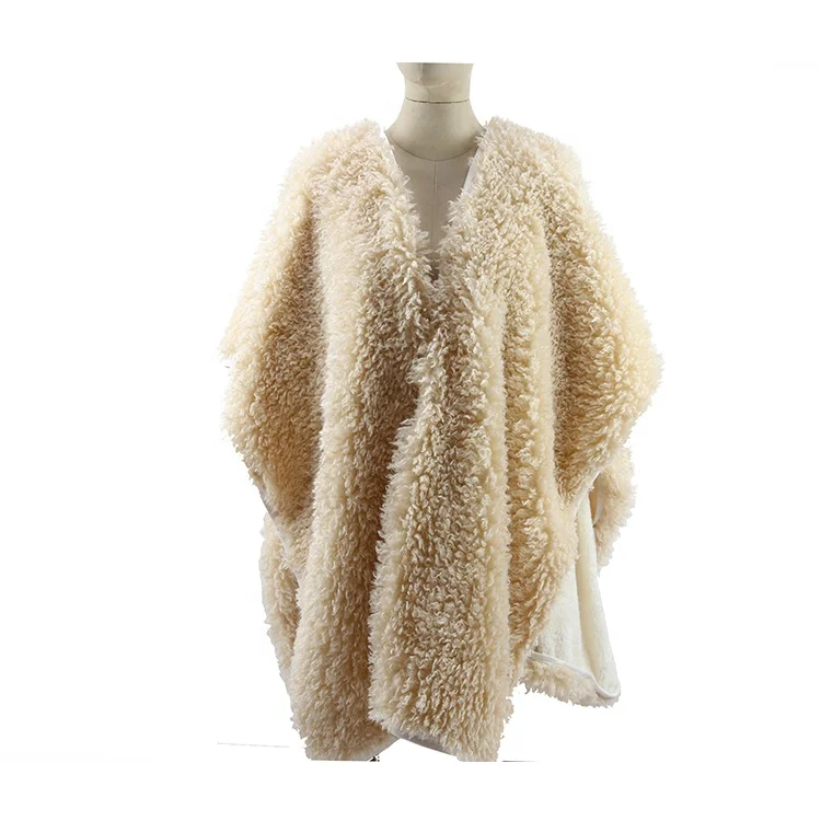 wholesale winter faux fur cape poncho shawl for women