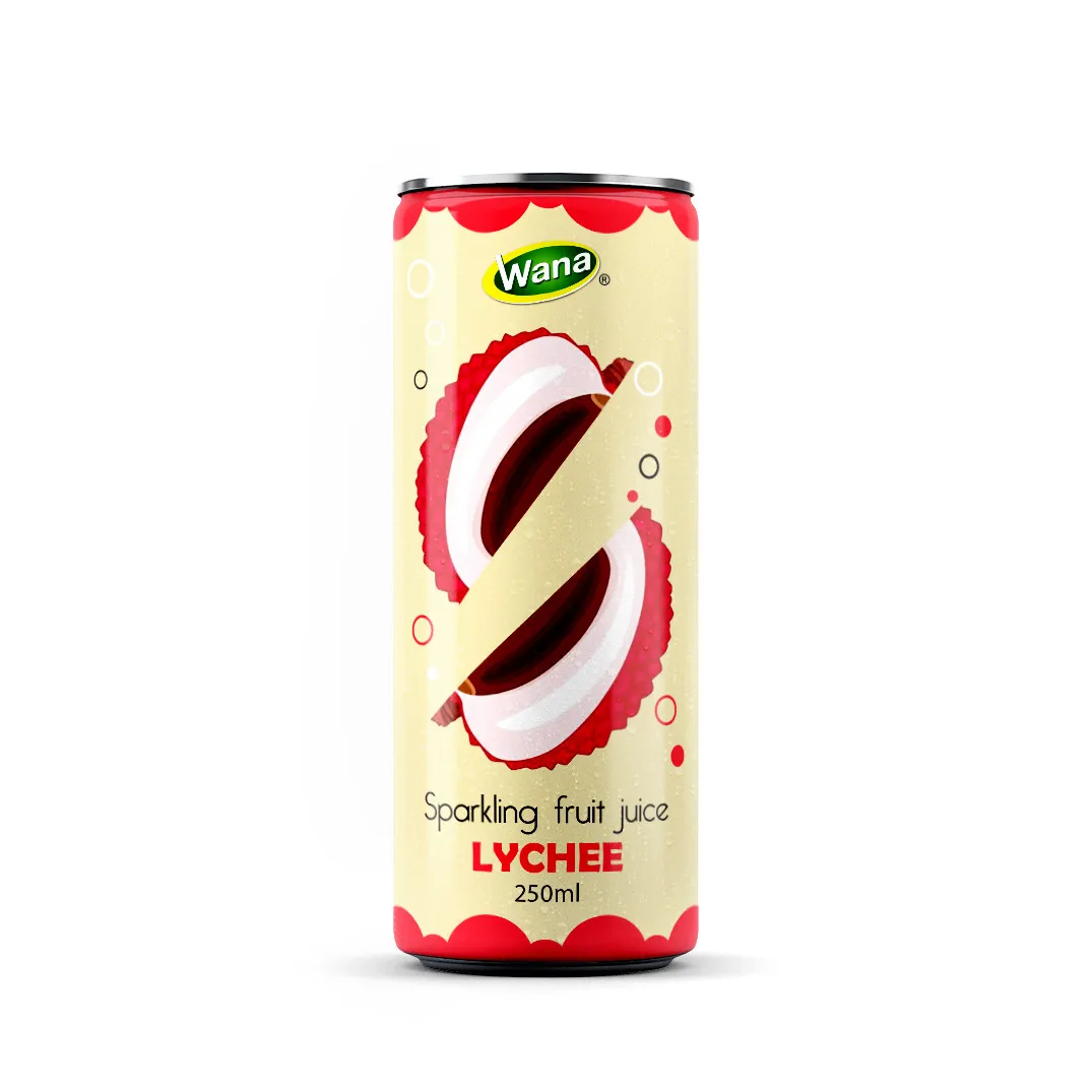 100% Sparkling Peach Soft Drink No Sugar Added 250mL Can OEM Flavored with Mango Lychee Halal Certified Fruity Carbonated Drink