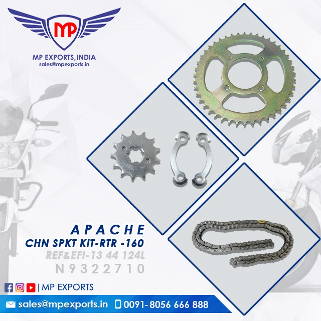 CHN SPKT KIT-RTR REF&EFI-13 44 124L - 160 for TVS Apache 2-wheeler spare parts available for sale to Guatemala