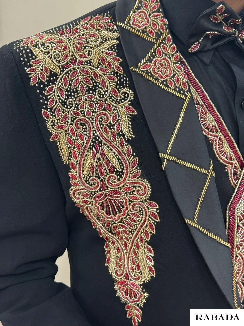 Black designer hand embroidered tuxedo, traditional groom black jodhpuri jacket Wedding Jodhpuri Indian Jacket mens suit