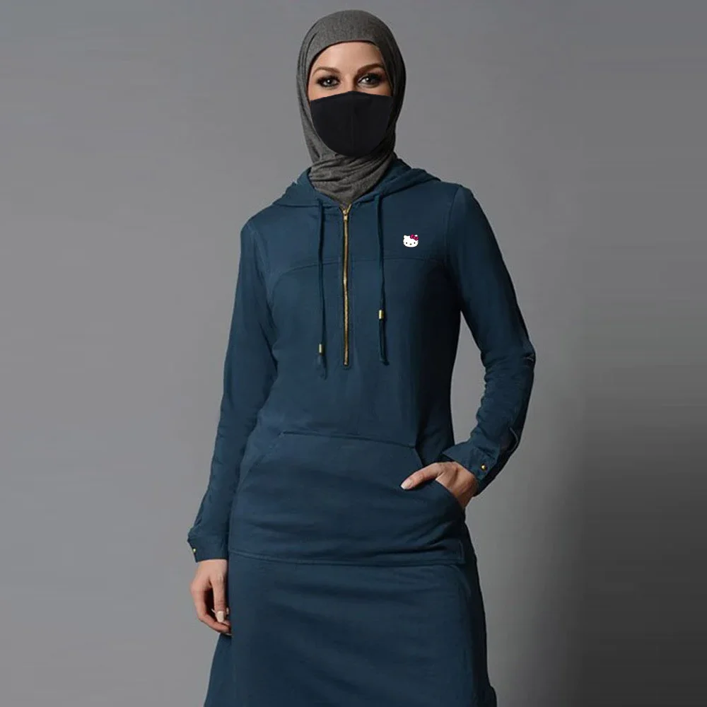 Modest Islamic Long Hoodies Sweatshirts For Womens Winter Custom Blanket Abaya Muslim Dress Ladies Hoodie