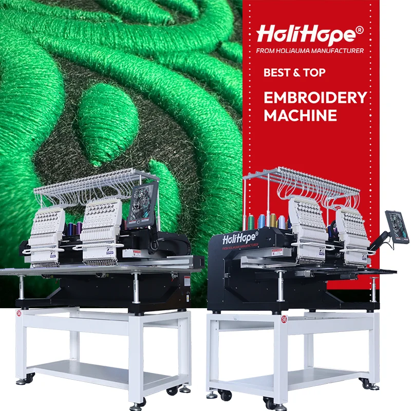 10 Years Motor Warranty ! ! Cheap Price Big Sale Embroidery Machine 2 Head 1200SPM Cap T-shirt Flat Automatic Embroidery Machine