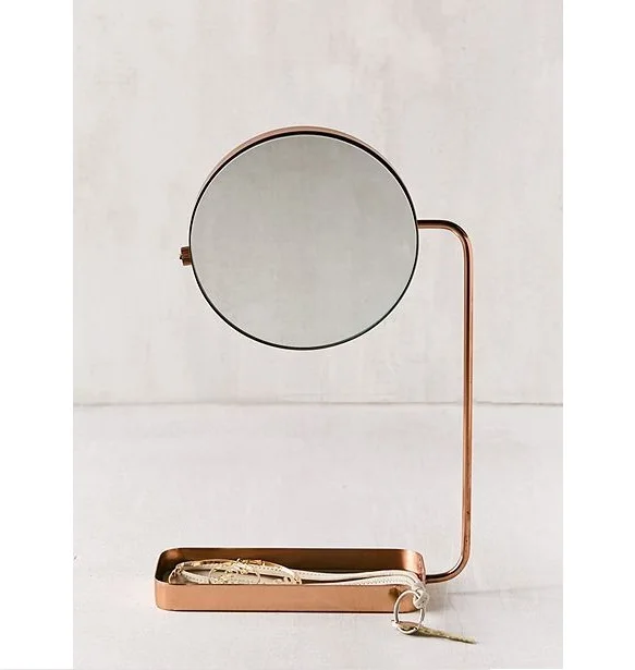 Marble Base Luxury Design Table Top Desktop Mirror Hotel Used Makeup Golden Round Adjustable Mirror