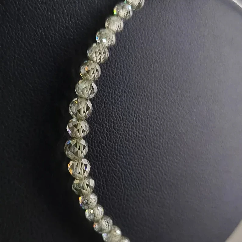 50 pcs Of Near White Moissanite Beads  AAA Grade  6 Inches  Making For Beads Necklace Customized Jewelry