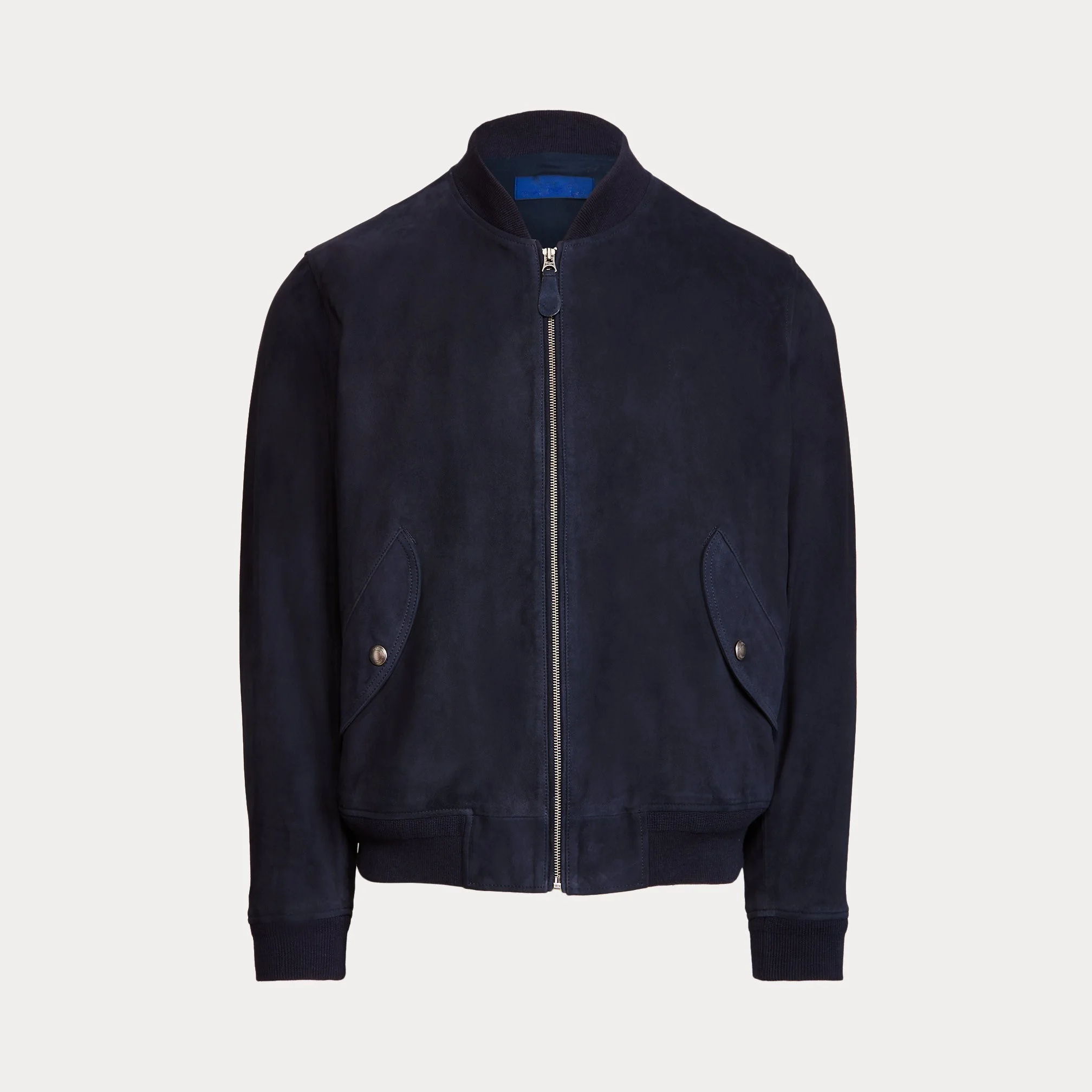 Hot Sale Navy Suede Bomber Jacket For Men Wholesale Front Zip Suede Cowhide Genuine Leather Jacket for Men Winter Outerwear