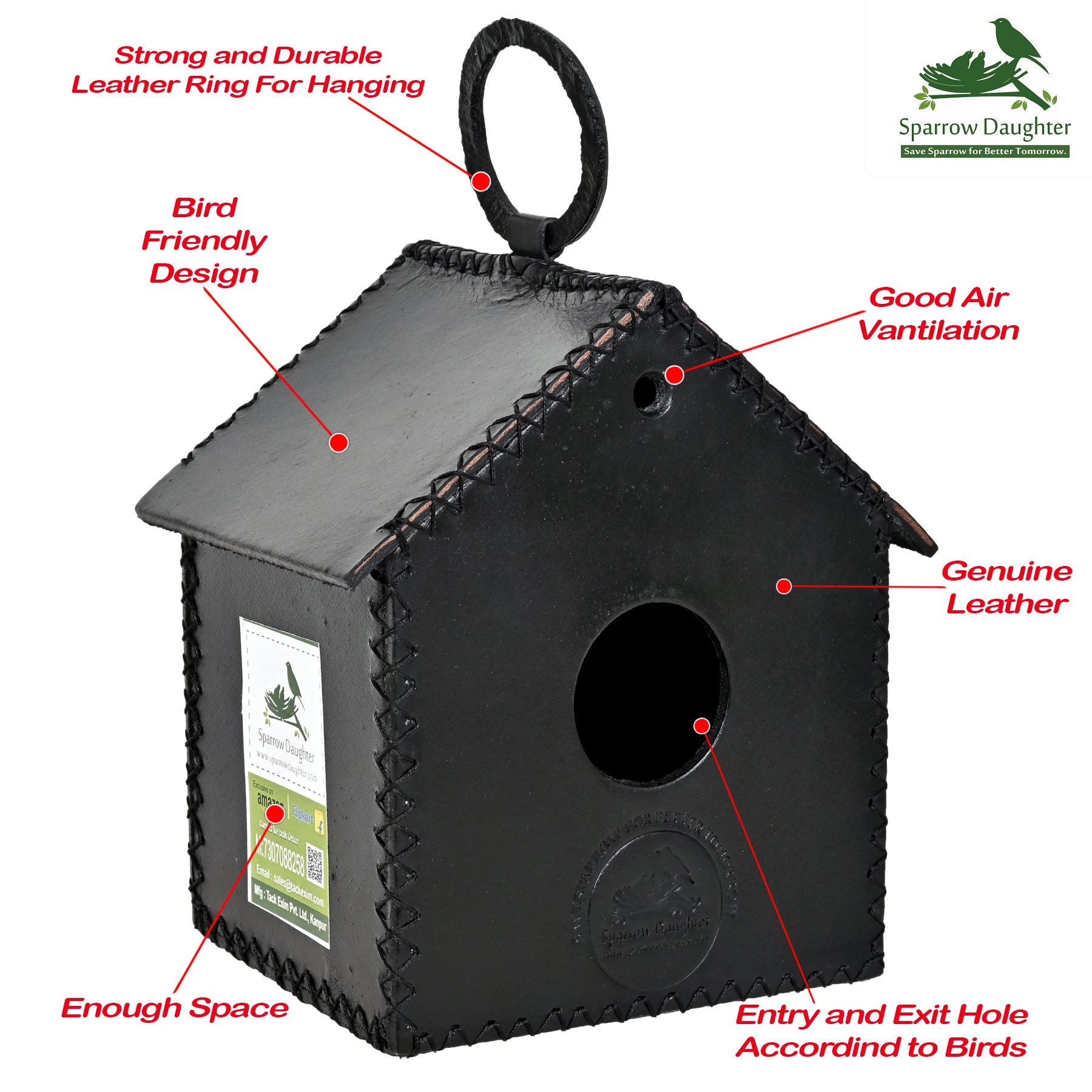 HIGH QUALITY LEATHER BIRD HOUSE BIRD NEST NATURAL LIVING HOME FOR BIRDS CUSTOMIZATION ACCEPTED