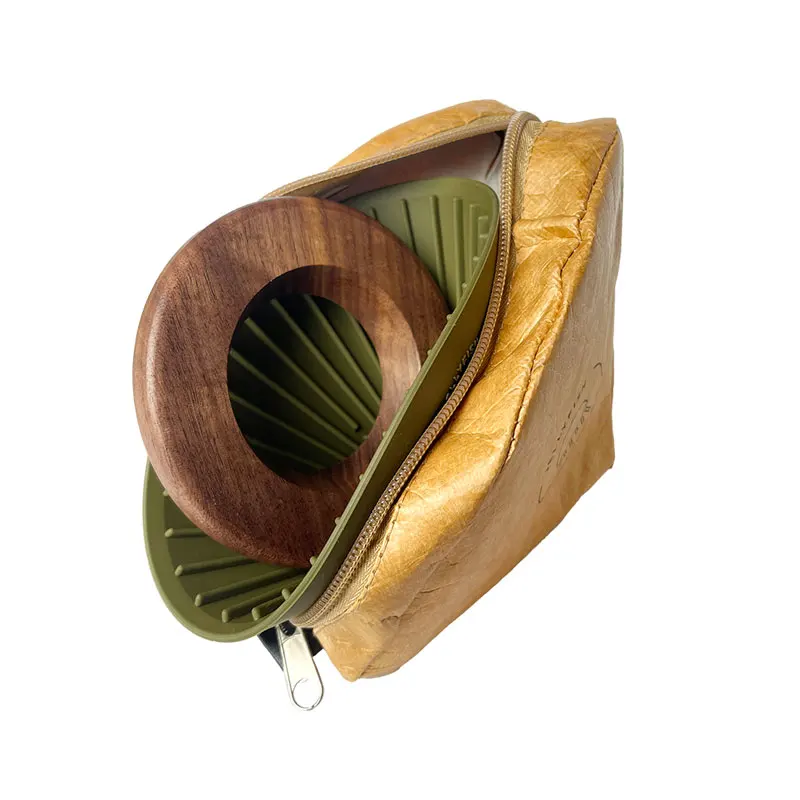 Modern Design Silicone Coffee Dripper Set Wood Stand Portable Pour-over Filter Camping Outdoor Coffee Tea Glass Ceramic Material