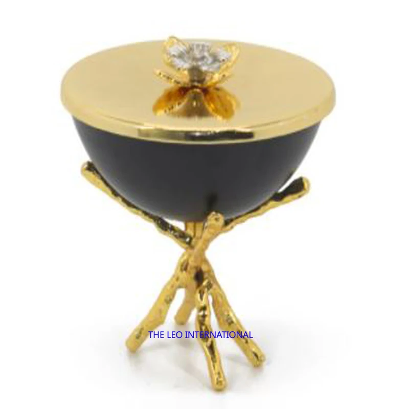 Новейшая коллекция латунная металлическая позолоченная подставка черная матовая чаша 5 Х5 х8