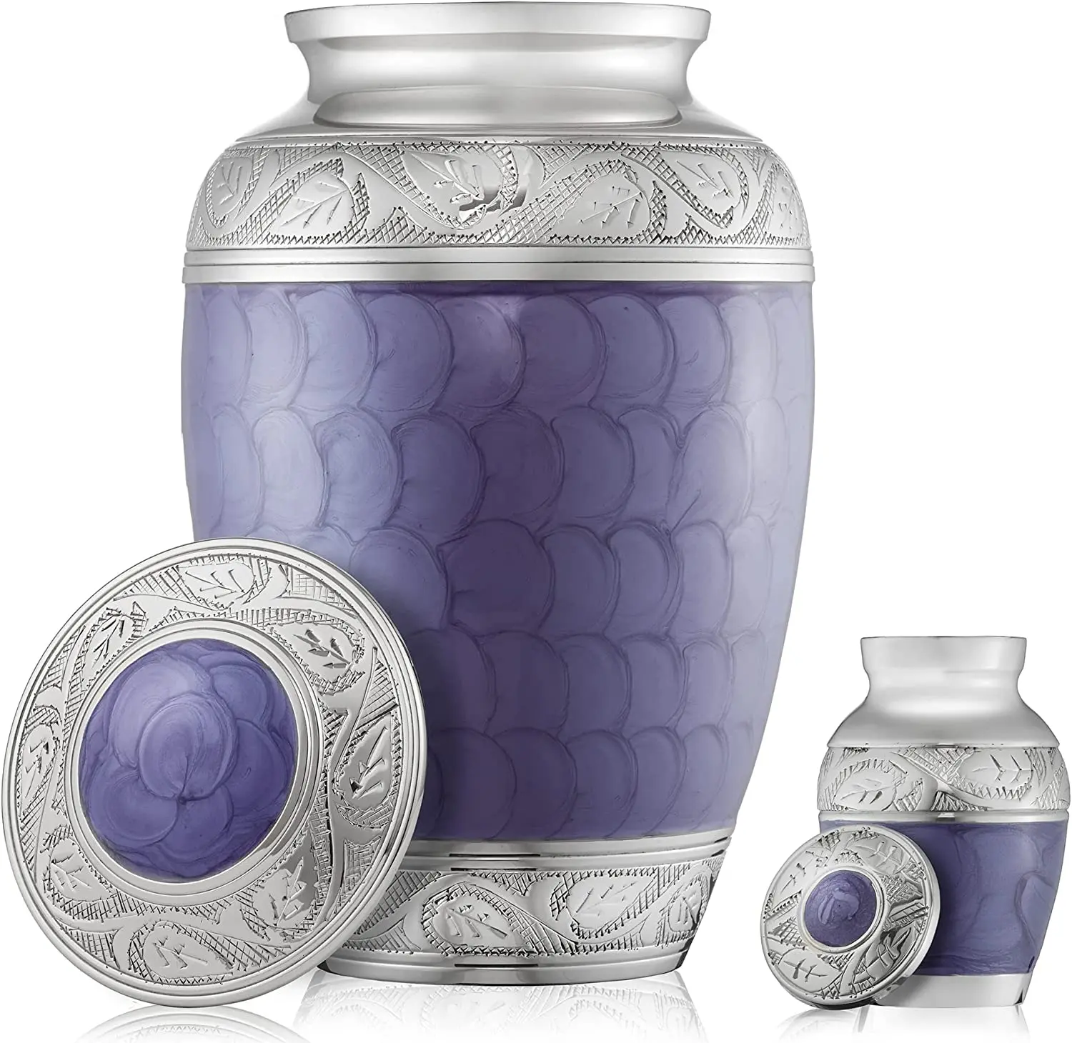 Stunning Purple and Silver Brass Cremation Urns  Premium Metal Urns for Ashes
