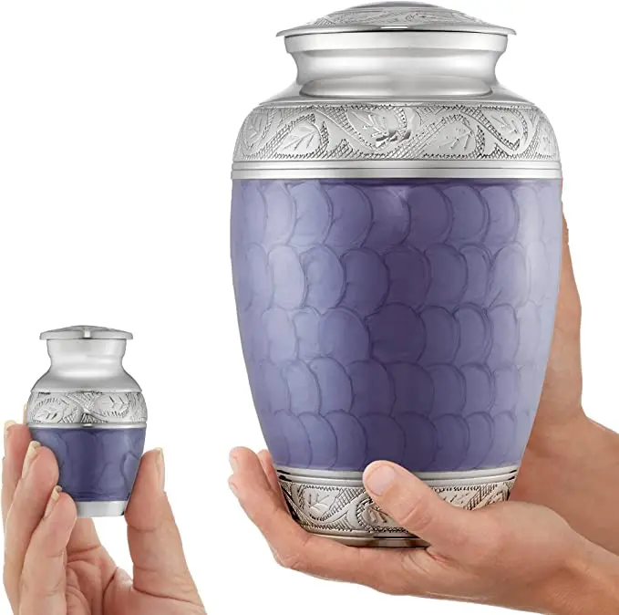 Stunning Purple and Silver Brass Cremation Urns  Premium Metal Urns for Ashes