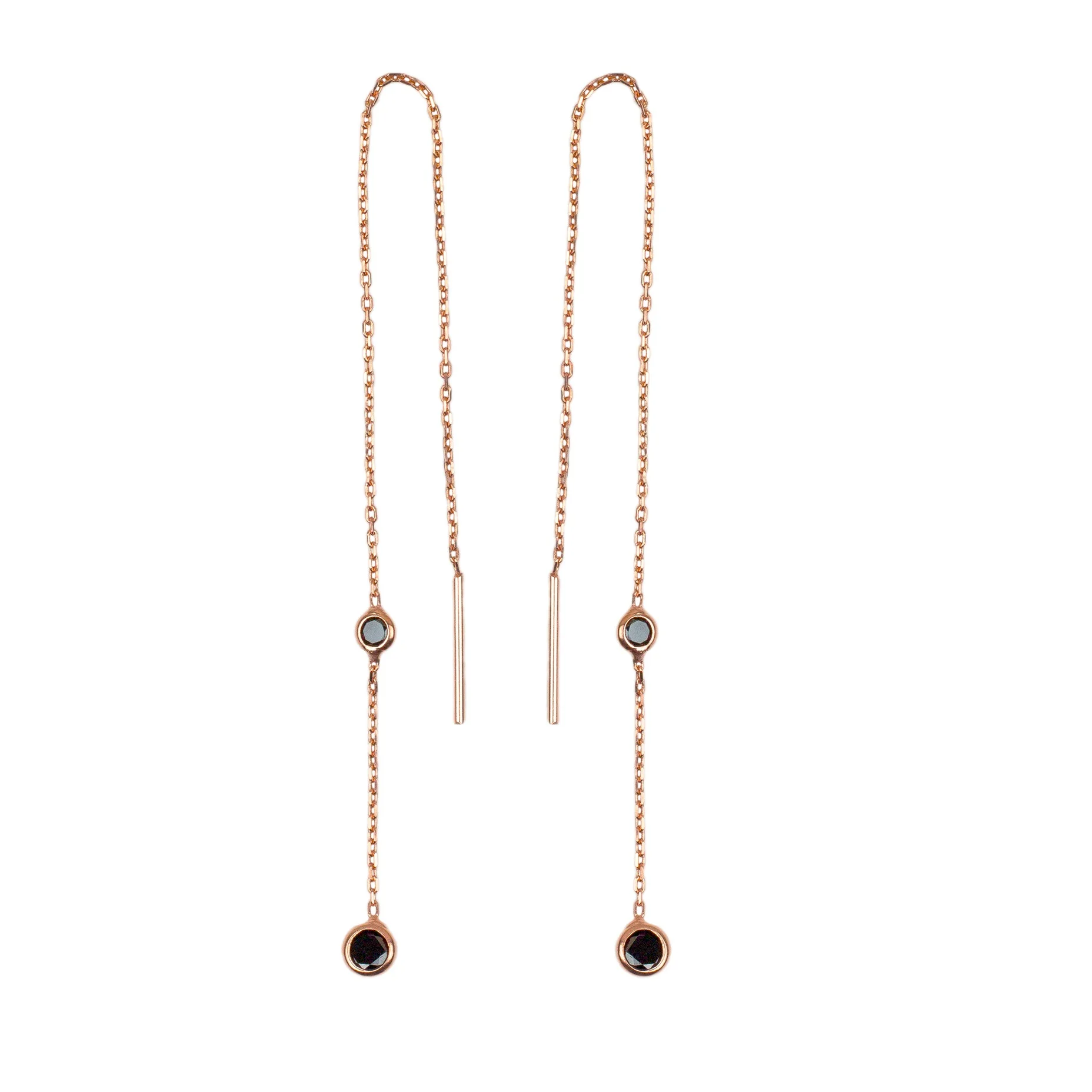 Wholesale 925 Sterling Silver Jewelry Dangle Starburst Earrings Black Onyx Dot Threader For Women