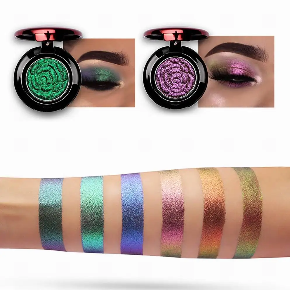 100% Vegan Cruelty Free No Logo Neutral Round Chameleon Eyeshadow Palette Single Pressed Glitter Shimmer Eyeshadow