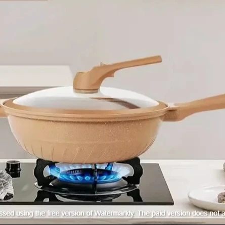 Wok  clay  medical stone  non-stick pan  flat bottom  household  no oil fume  low pressure  wok  induction cooker  gas stove sp