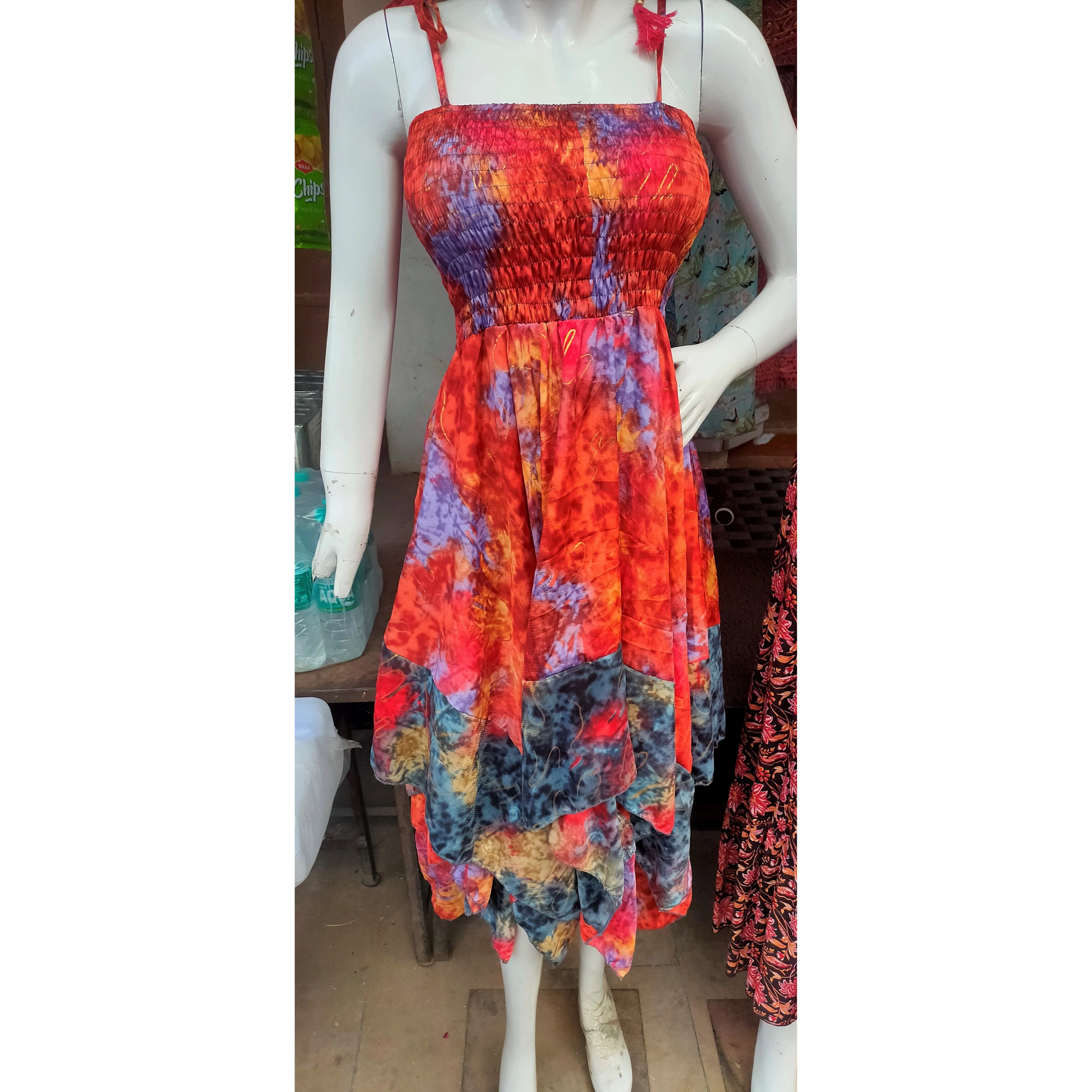 Indian beautiful bohemian silk long maxi for women dress summer sleeveless beach dresses customized bulk clothing