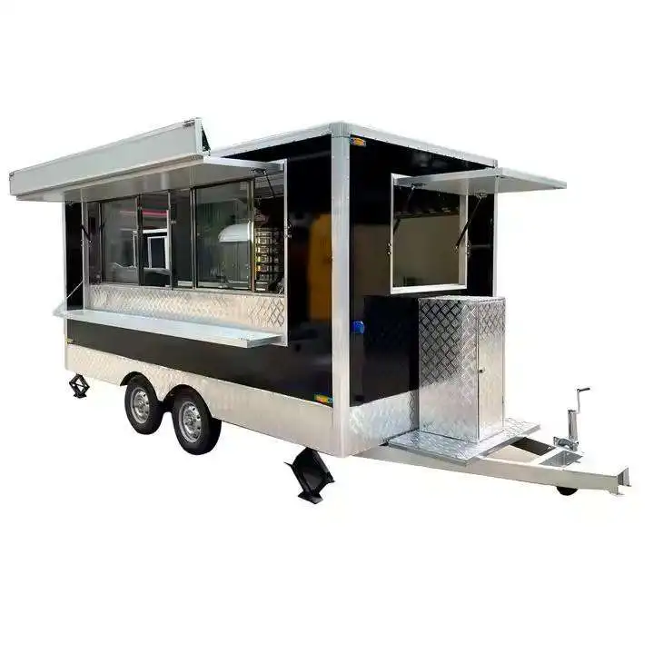 High Quality Customized Mobile Food Trailer Black Pizza Hot Dog Ice Cream Coffee Food Truck