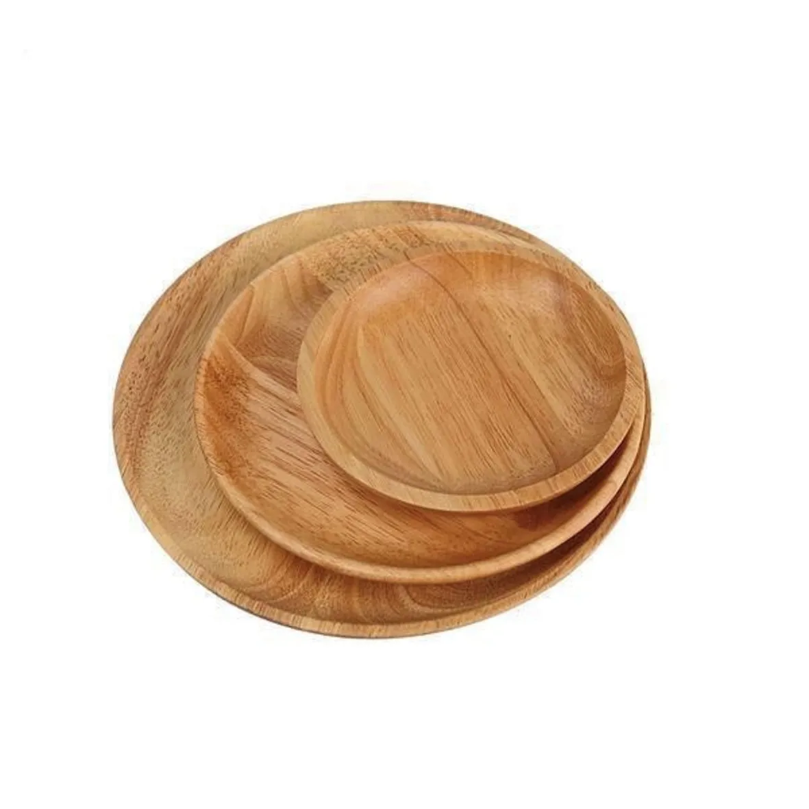 Handmade plates high quality round wooden plates set dishes for food and fruits salad bowls indian serving horn bowls