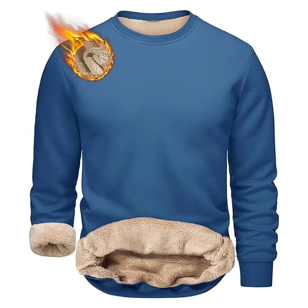 Wholesale High Quality Unisex Warm Fleece Jumpers Sherpa Lined Pullover Sweater Classic Cotton Winter Sweatshirt