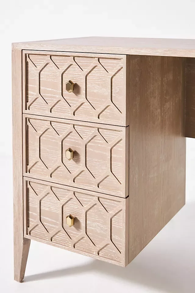 Superior Premium Quality Hand Carved Three Drawers and One Shelf Work Desk in Black and Natural Colors Indian Solid Wood Desk