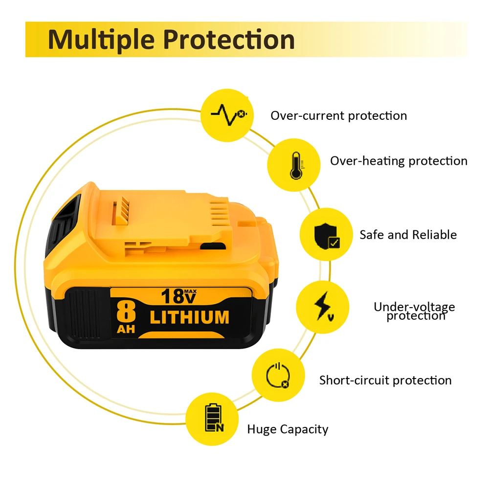 Сменный Аккумулятор для дрели Dewalt 18 В 20 5.5Ah 6.0Ah 8.0Ah 9.0Ah 12.0Ah перезаряжаемый литий-ионный аккумулятор электроинструмента