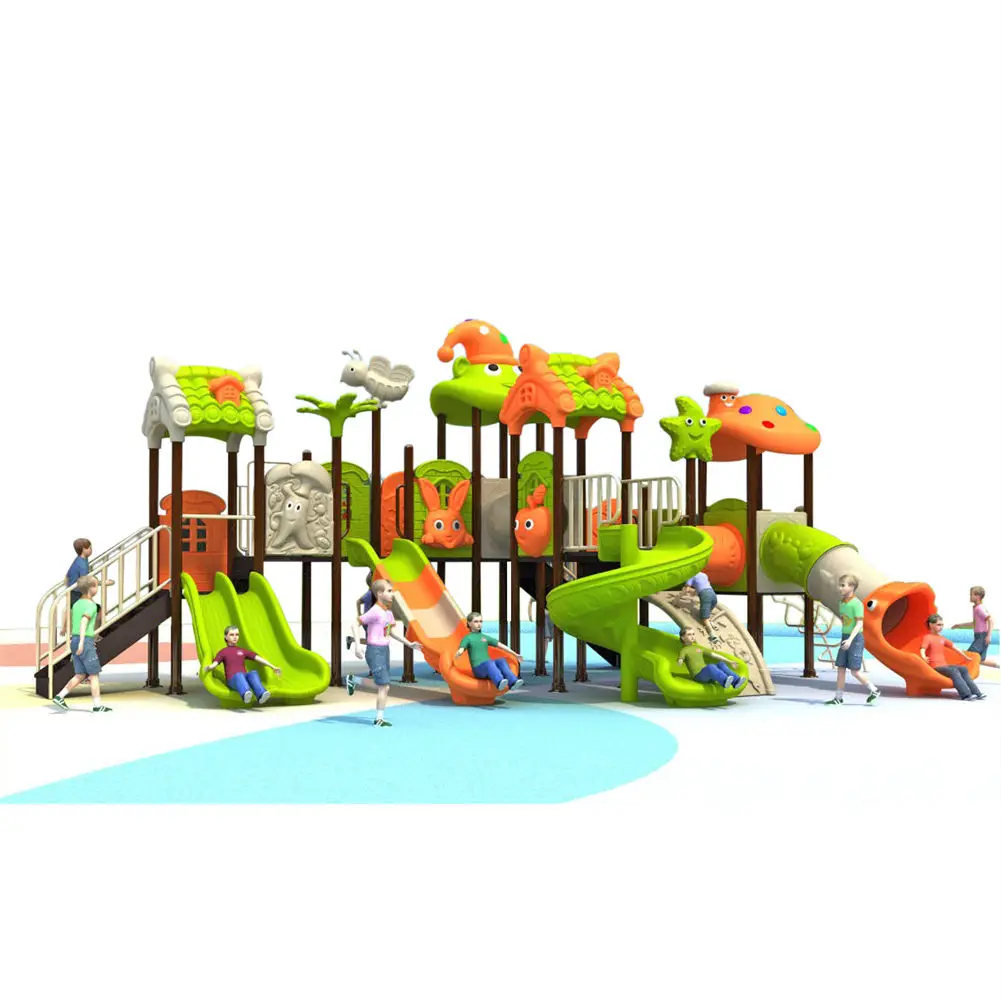 High Quality School Children Plastic Playground with Kid Slides Commercial Outdoor Playground Equipment