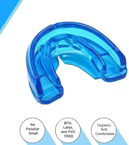 Double Braces Mouth Guard, Sports Athletic Mouth Guards blue with custom logo Youth Mouthguard for Teenager and Adults