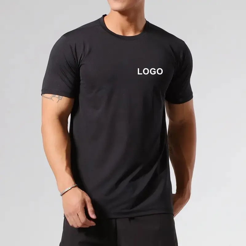 High Quality Gym Shirt Fit T-Shirts 95% Cotton 5% Spandex Short Sleeve Training Fitness Quick Dry Gym T Shirt For Men