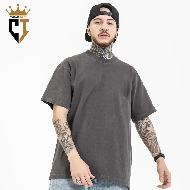 New 2023 Heavyweight Organic cotton oversized Drop Shoulder plus size blank White t- shirt for men