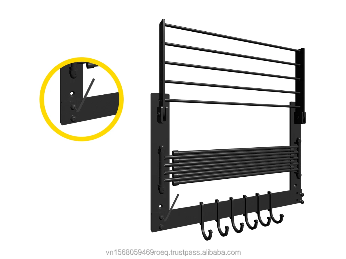 Metal Foldable Drying Rack Wall Mounted Clothes Hanger Retractable for Laundry Bathroom Towel Rack Storage Holders Space Saving