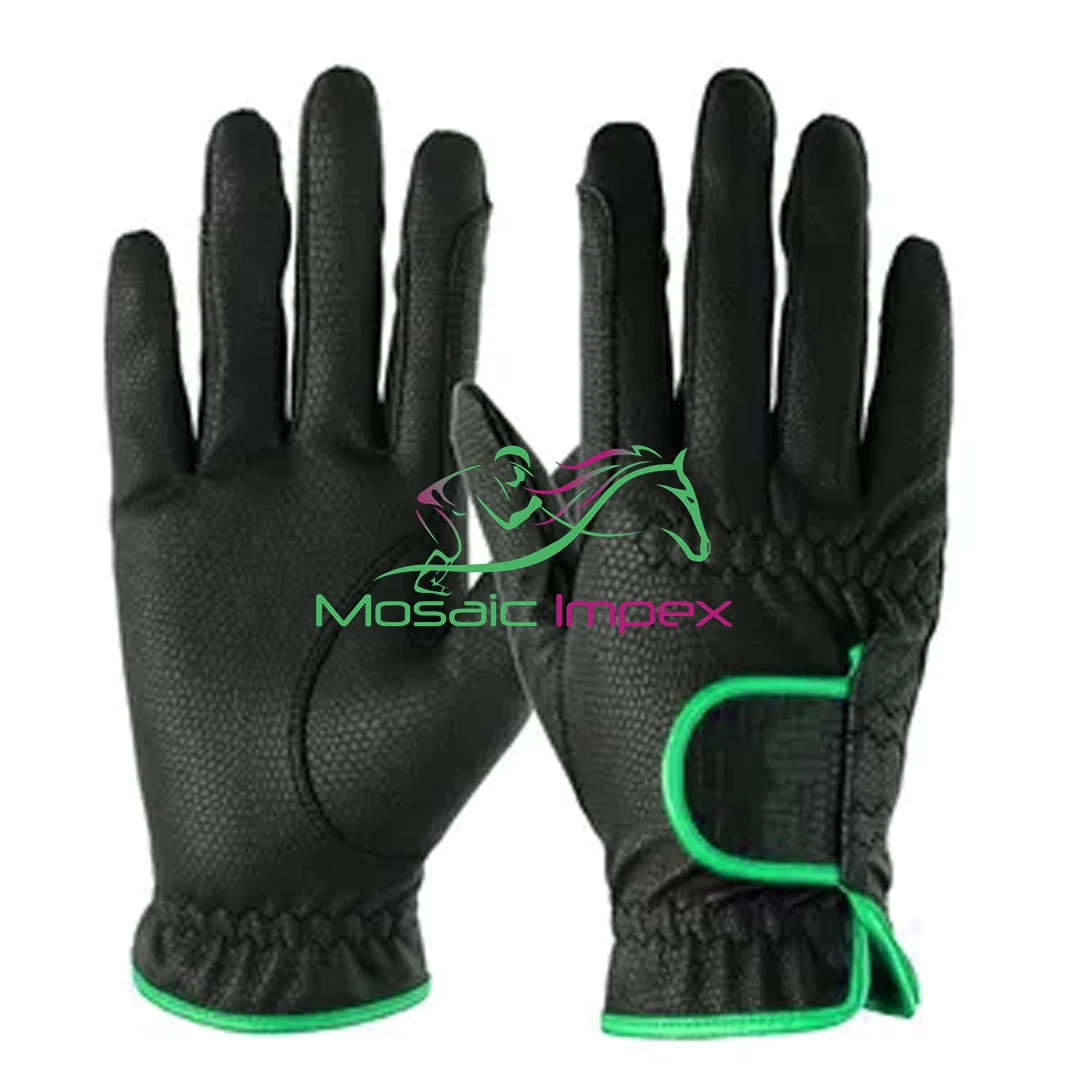 Mosaic Impex Hot Selling Horse Riding Gloves Fourway Back, Synthetic Leather Palm Silicon Printing
