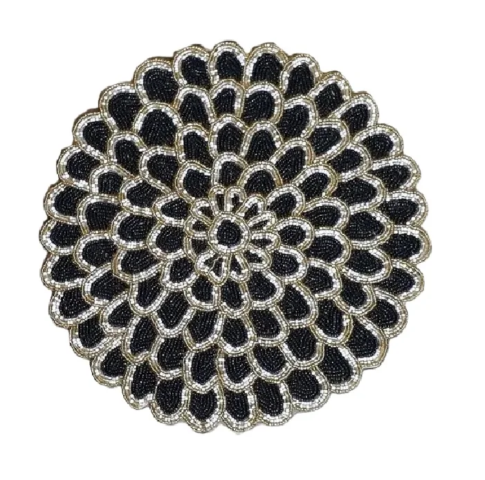 Glass Bead Placemat Classic Style Multi Color Embroidered Table Mat At Budget Friendly Price