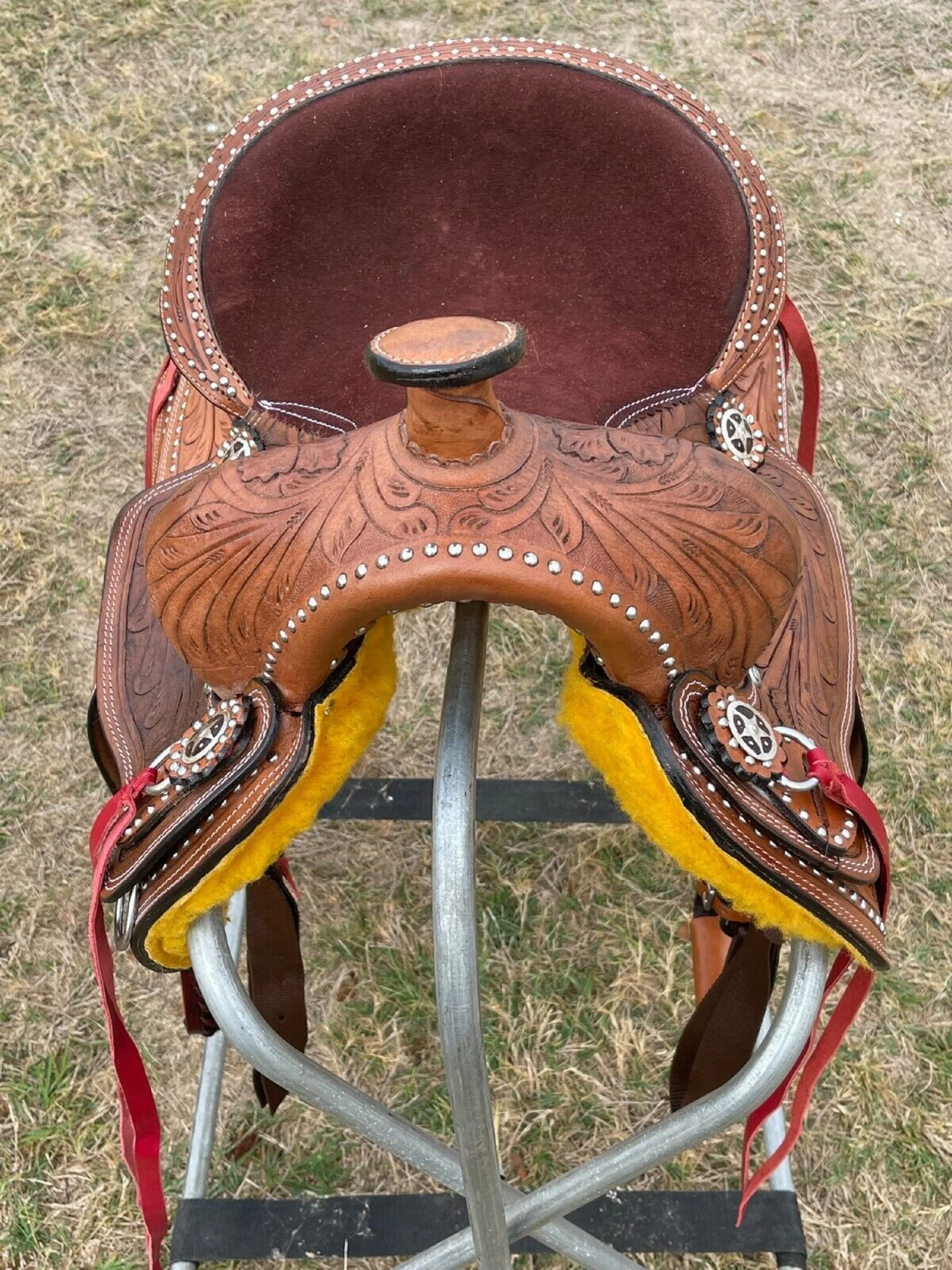 Premium Quality Western leather Horse Saddle With Matching Horse Tack Set Genuine Leather Barrel Saddle English Racing Saddle