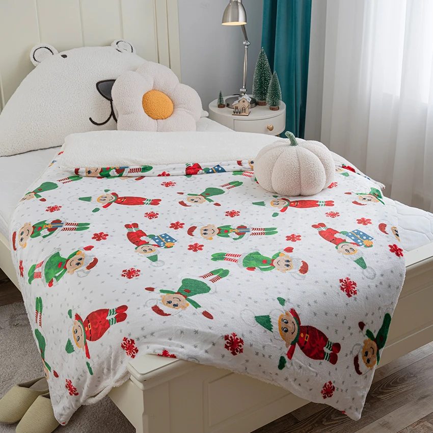 Wholesale Double-sided Flannel Velvet Magic Thick Duvet Cover Christmas Chridredn Fleece 4pcs Custom Print Bedding Set