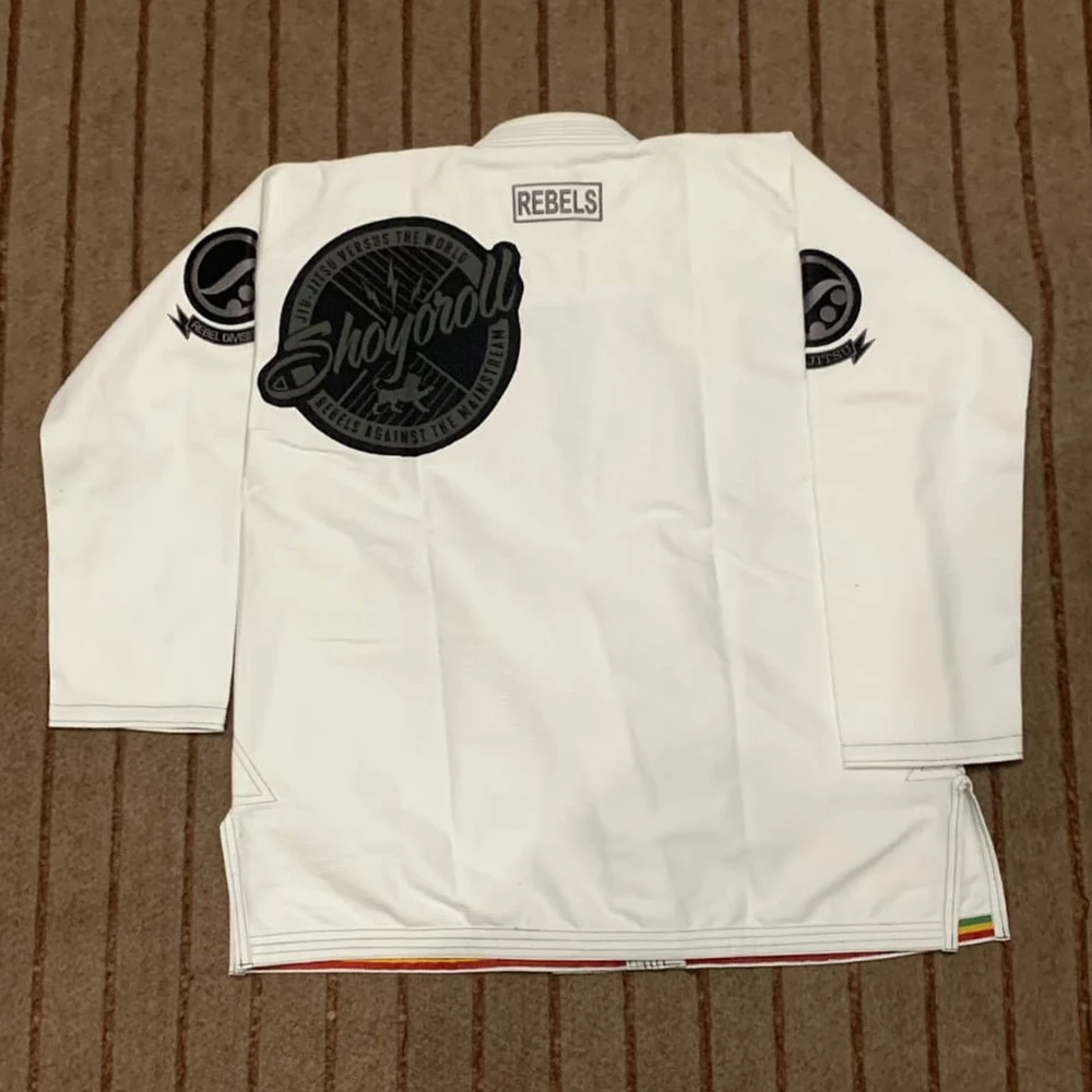 Wholesale Custom Made Bjj Gi Shoyoroll Cut Batch 51 Rebel Japan Bjj Uniform 450 Gsm Pearl Wave White Adult Kimono Uniform Gi
