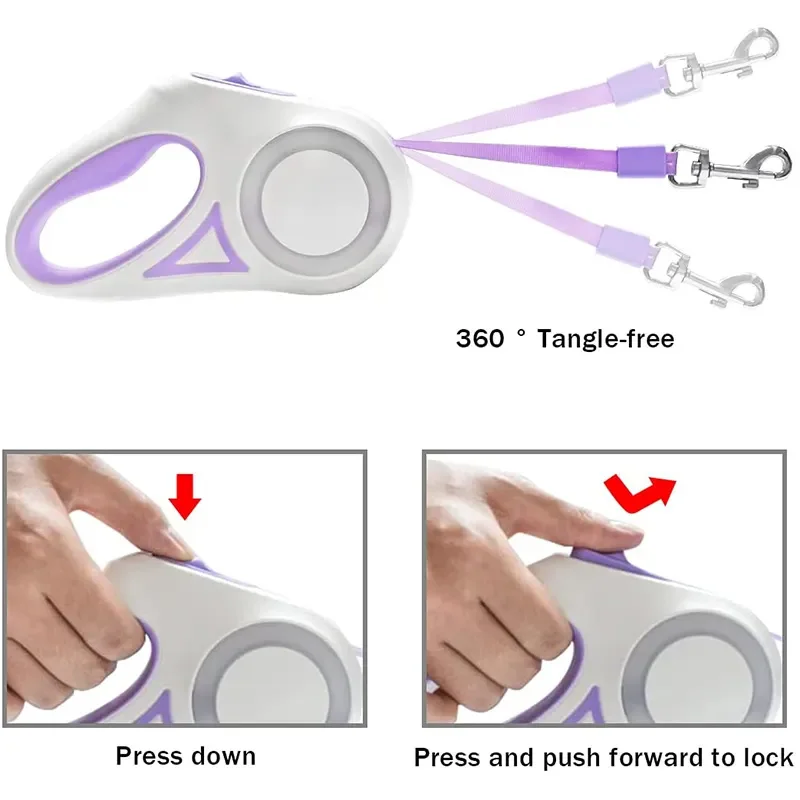 5M Retractable Dog Leash Automatic LED Light Luminous Roulette Leash Rope For Dogs Adjustable Pets Dog Walk Running Leads