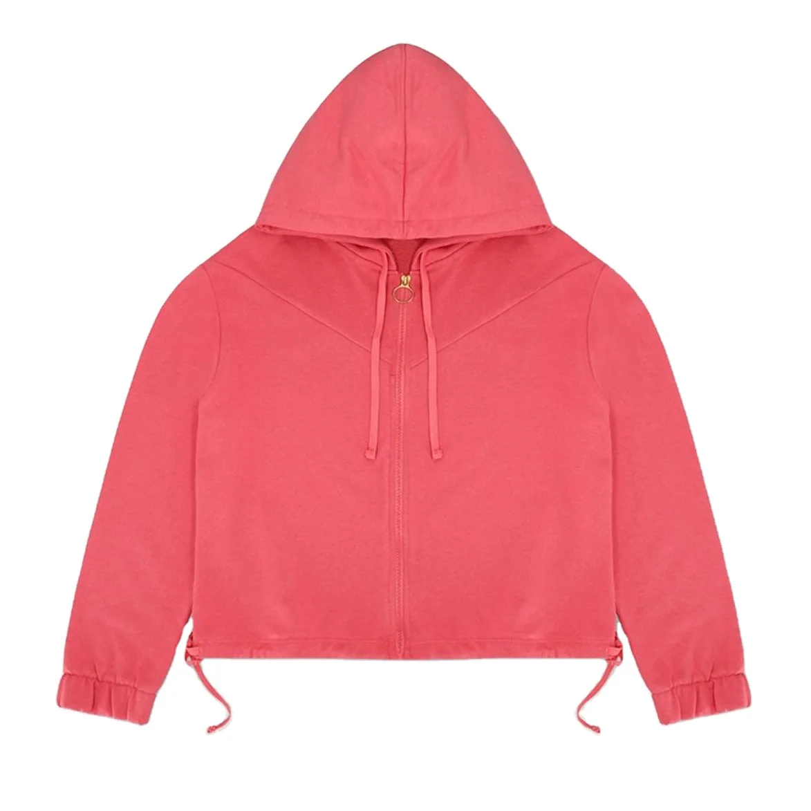 wholesale custom women 100% Cotton short sleeve Zip-Up hoodie Streetwear High quality Oversized hoodie for women